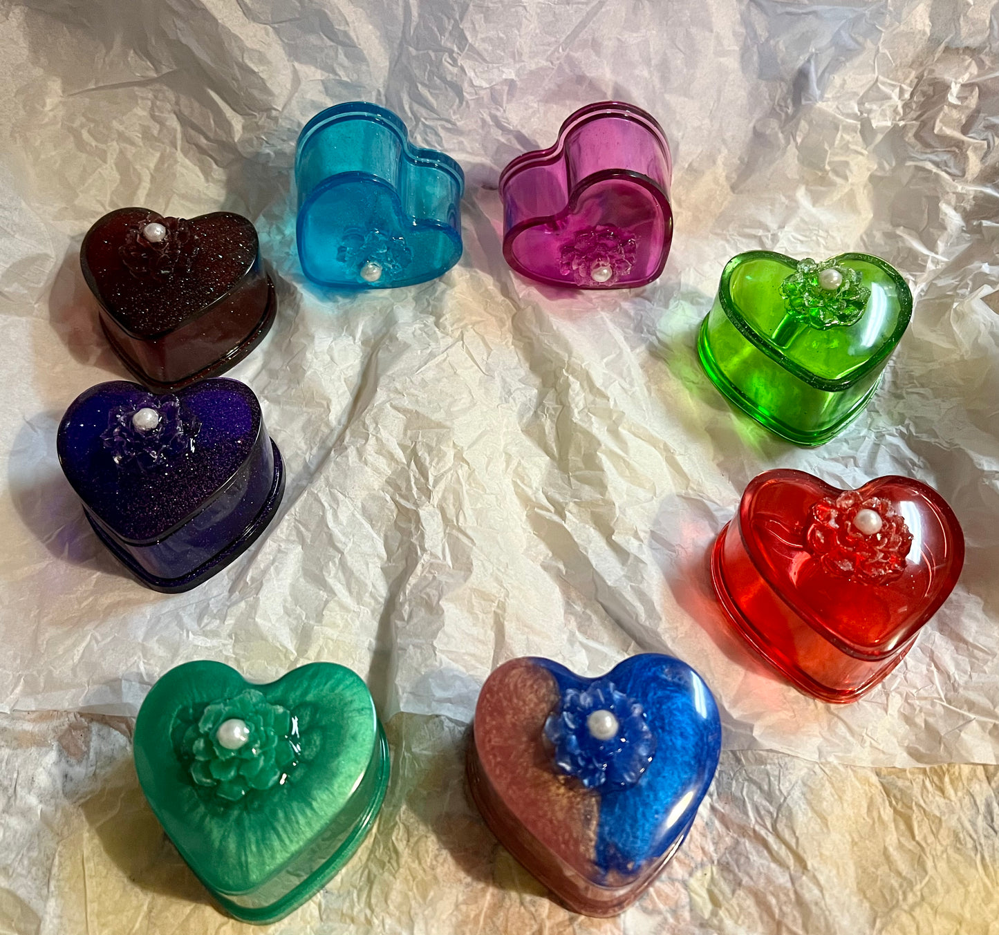 Heart Trinket Box With Flower Lid