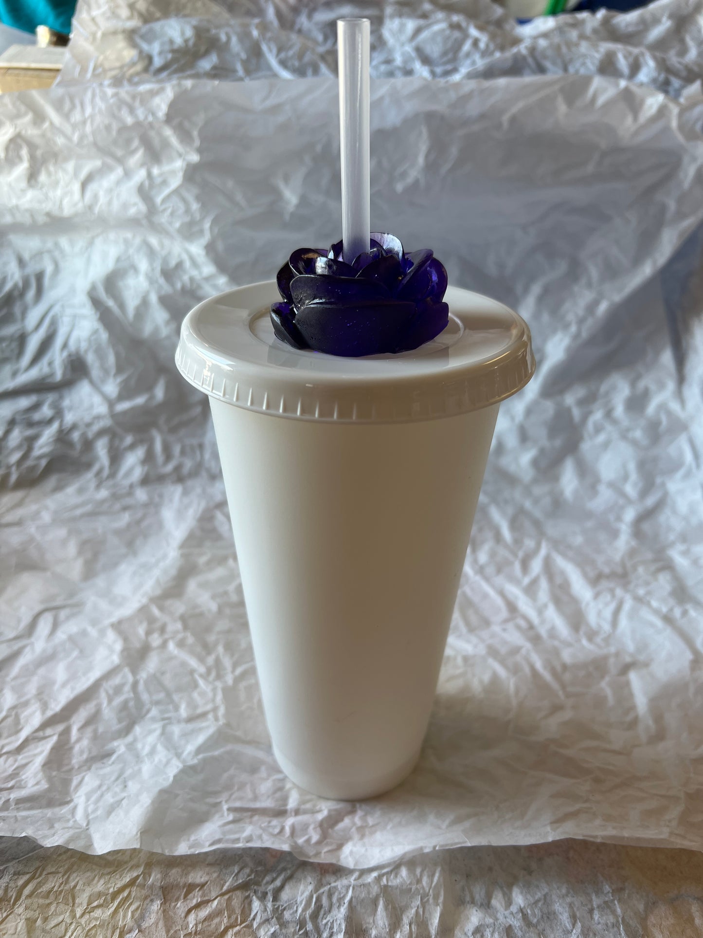 Medium Flat Rose Straw Topper