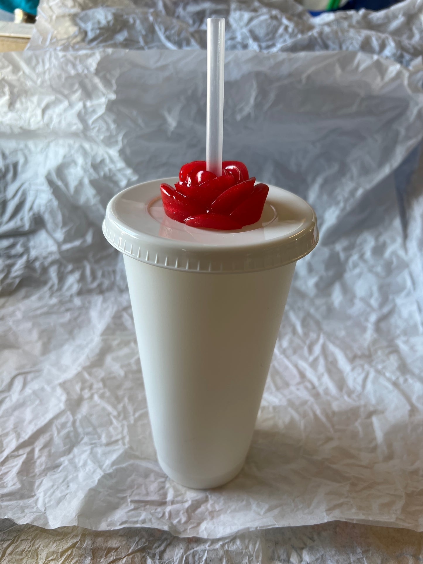 Medium Flat Rose Straw Topper