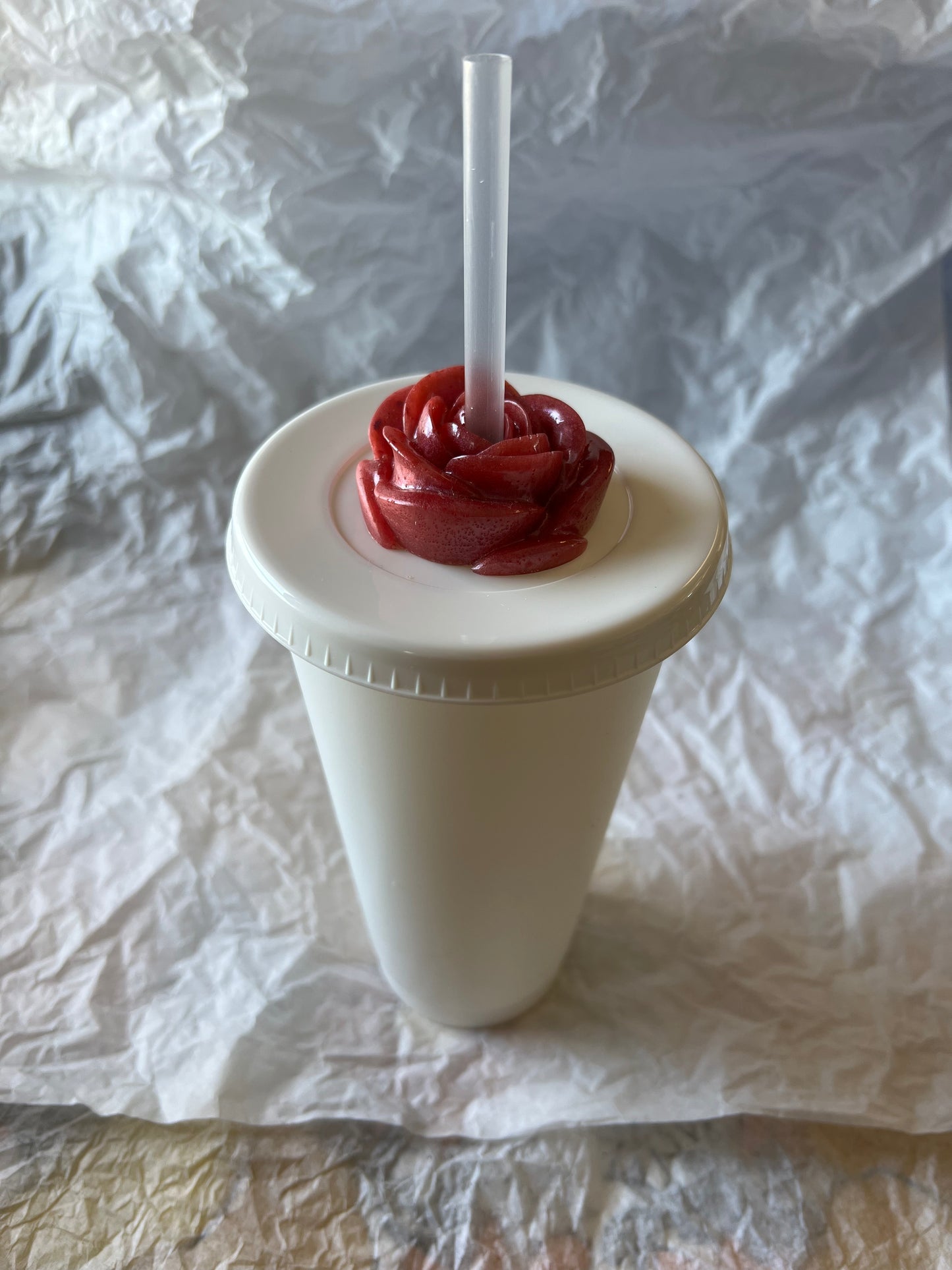 Medium Flat Rose Straw Topper