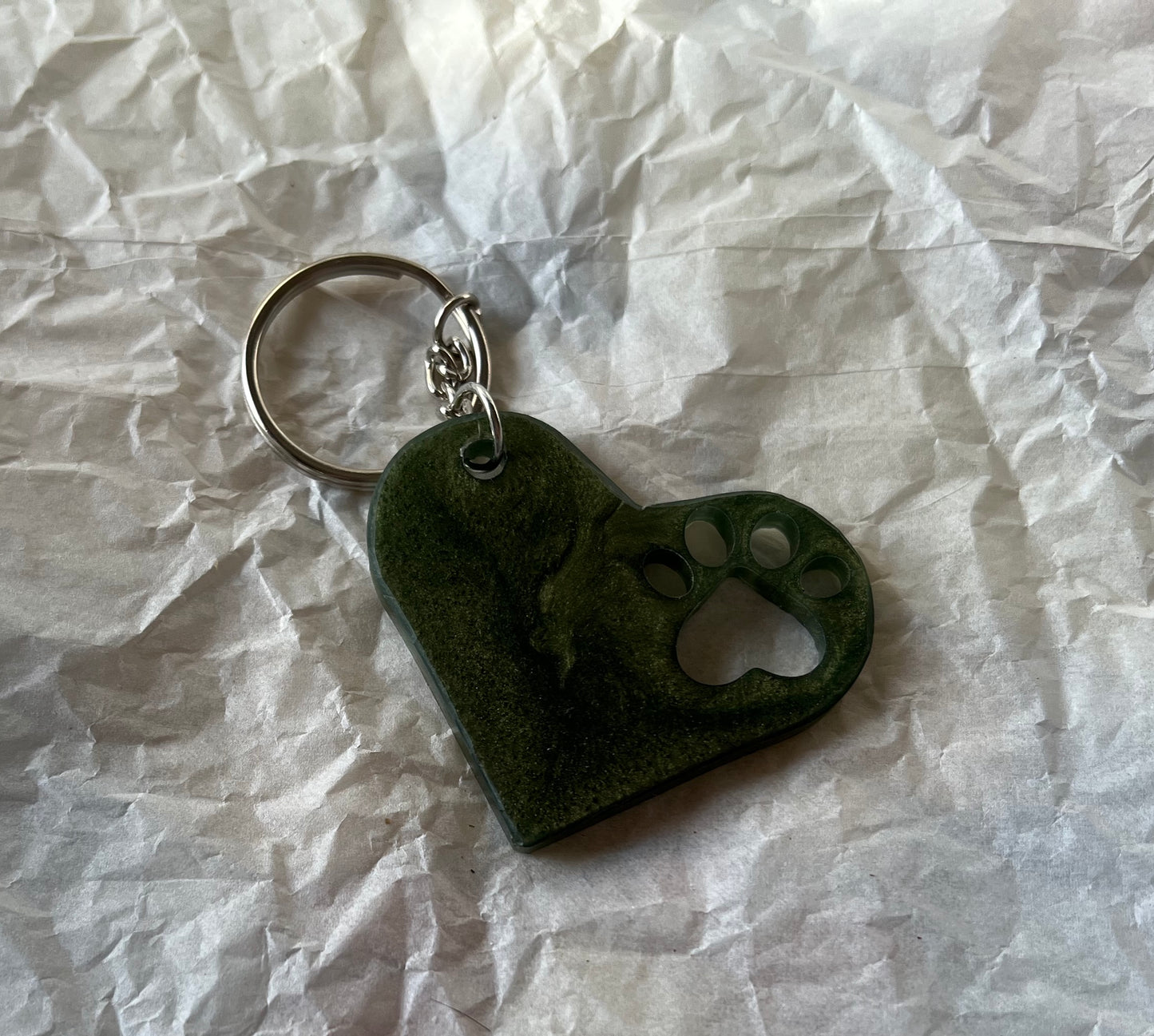 Heart Puppy Paw Keychain