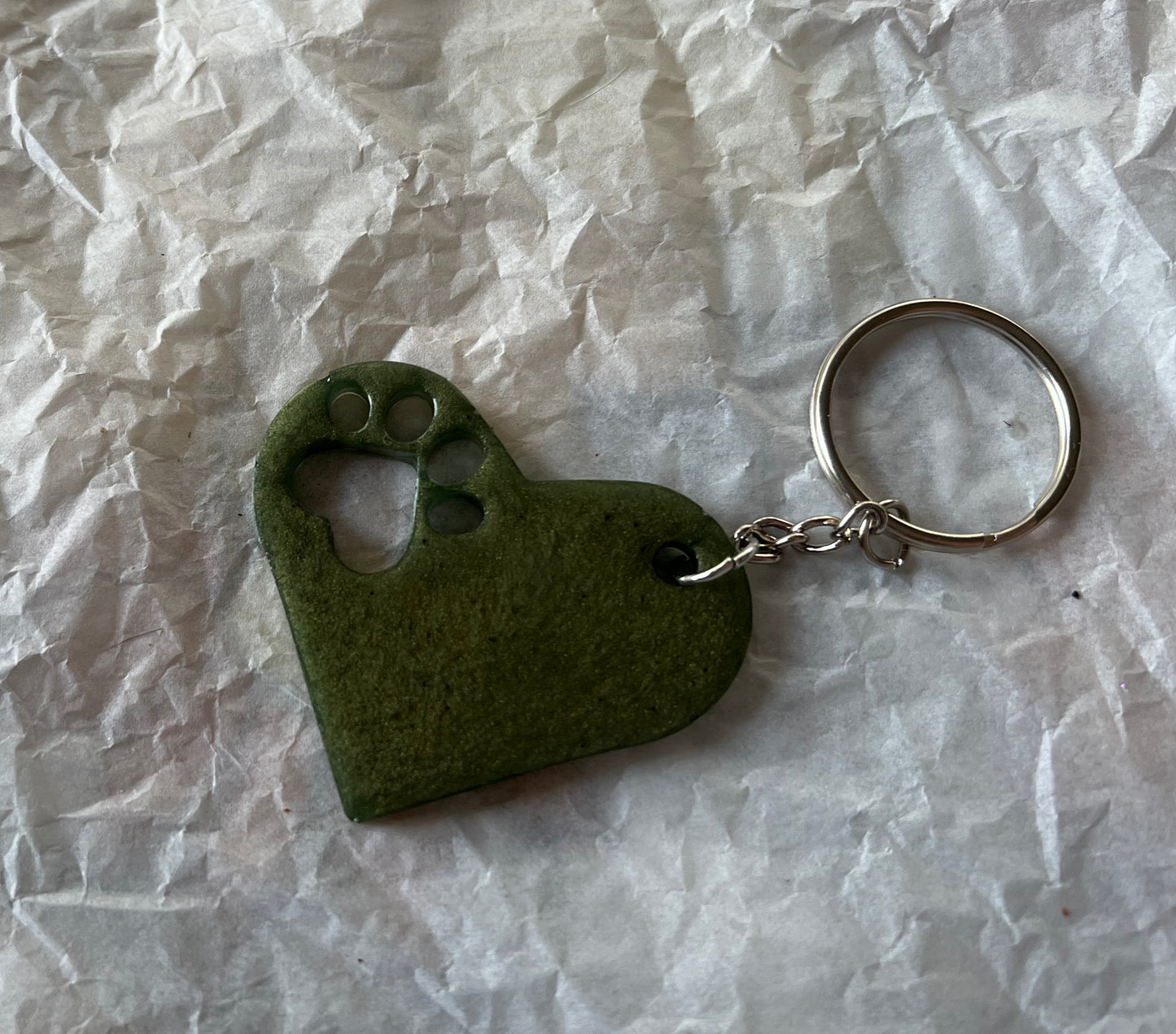 Heart Puppy Paw Keychain