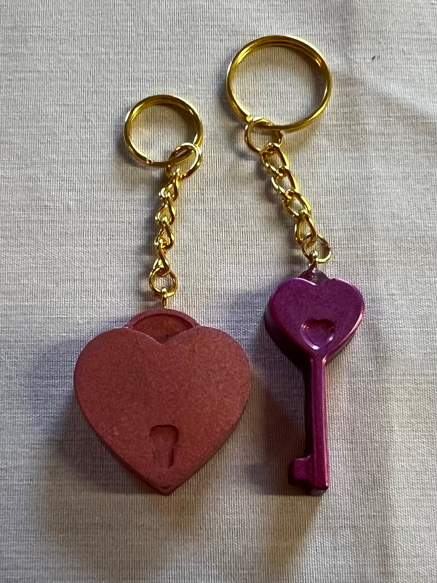 Lock And Heart Key Keychain Set