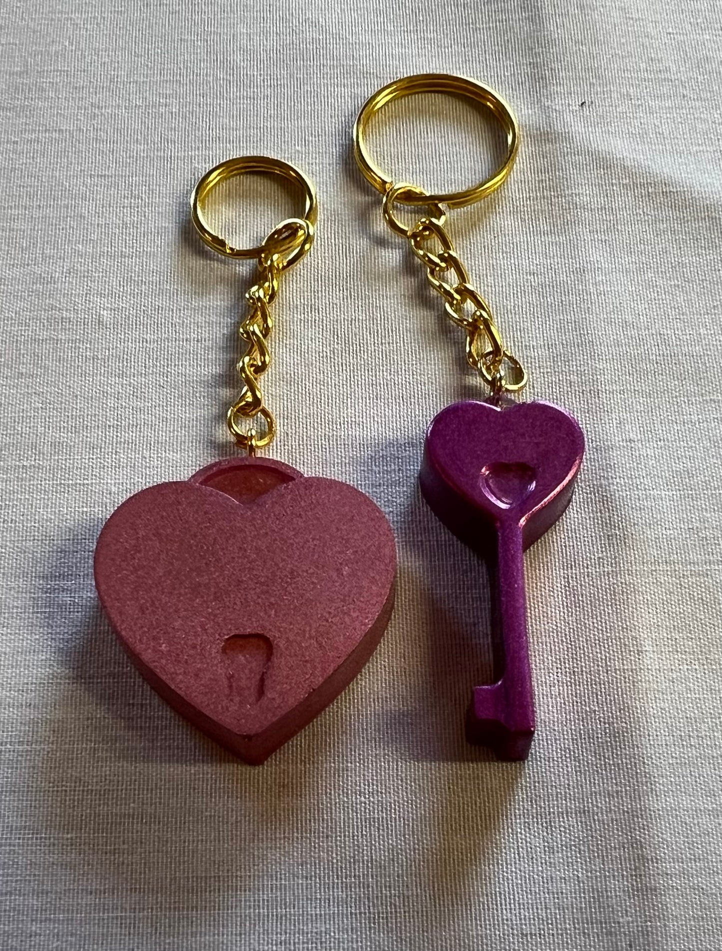 Lock And Heart Key Keychain Set