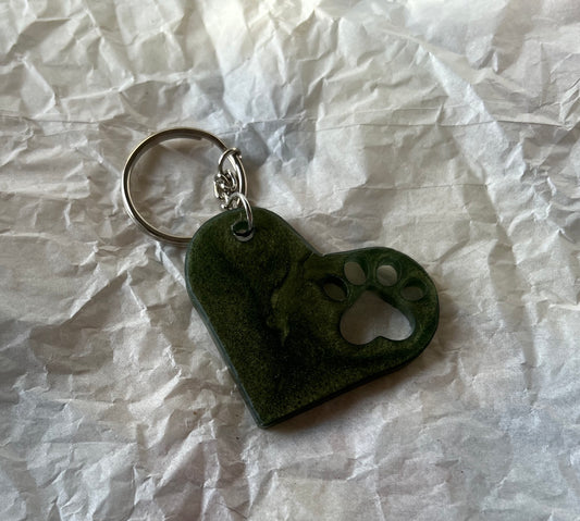 Heart Puppy Paw Keychain