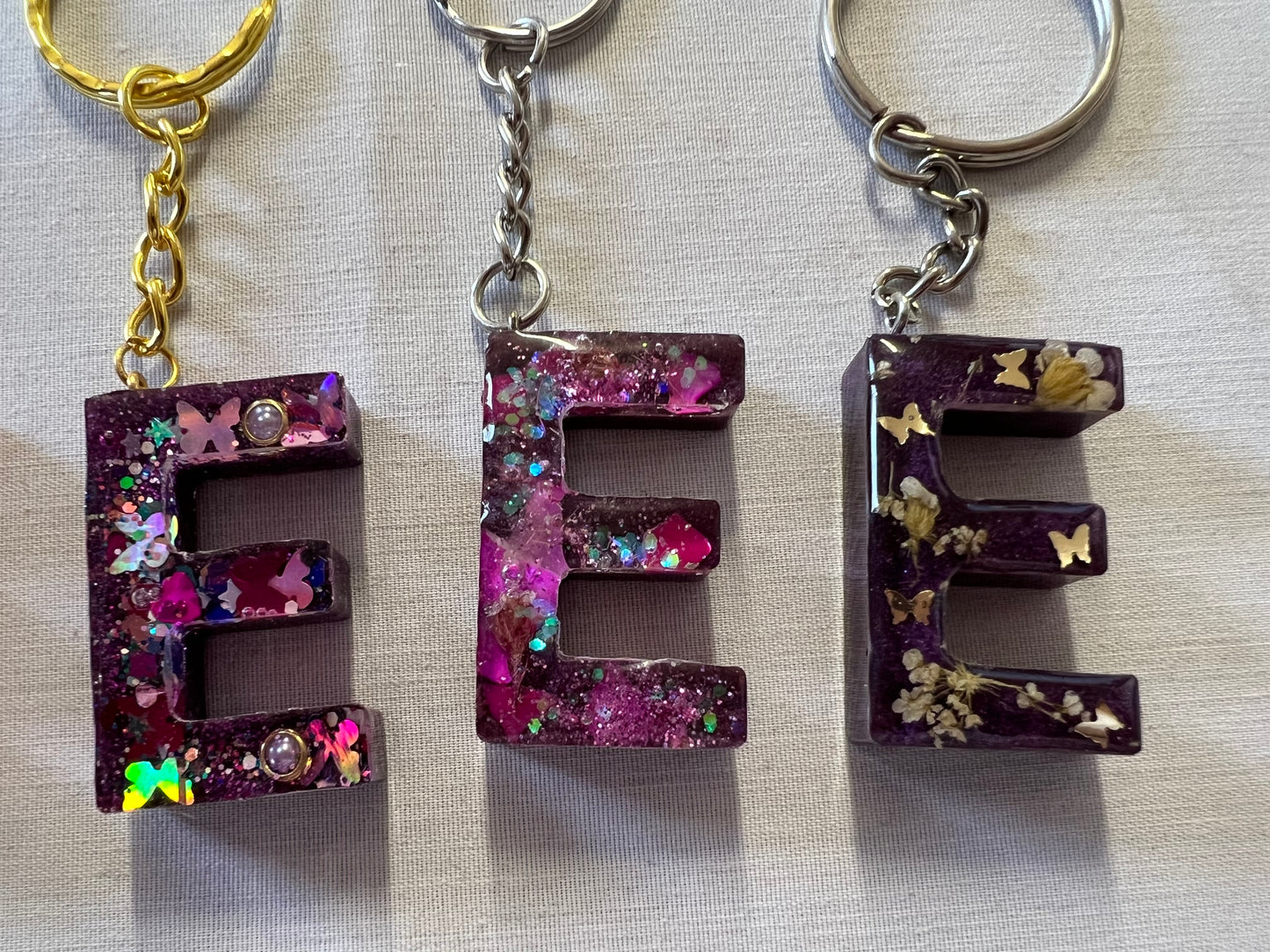 Letter E Keychains