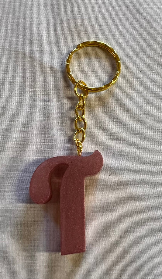 Cursive T Keychain